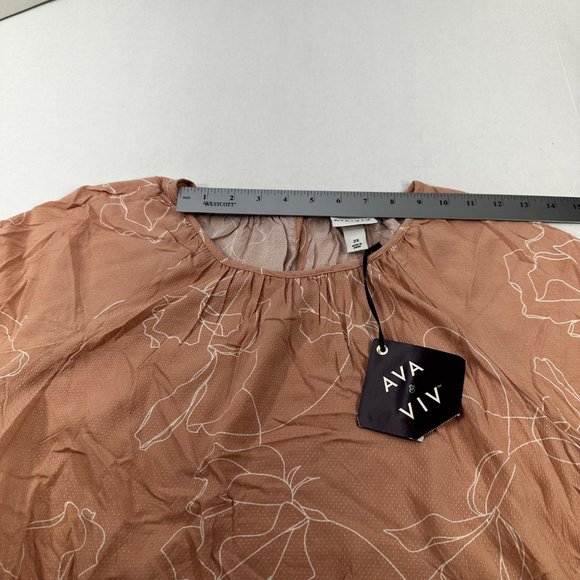 Ava And Viv Women's Size 2X Blouse Long Sleeve Floral Print Pink New With Tags - Picture 8 of 14